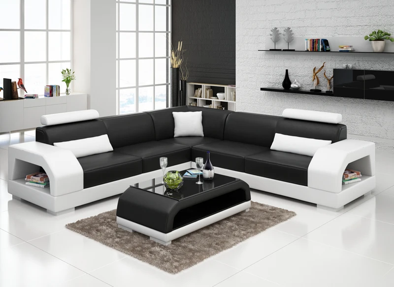 Дизайн современный секционный кожаный диван для гостиной G8001B