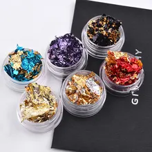 Nail art Bunte Glitter Aluminium Folien 3D Flake Aufkleber UV Gel Polnischen Volle Abdeckung Laser DIY Nagel Dekoration Werkzeuge