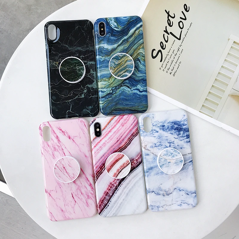 Роскошный Глянцевый мраморный чехол подставка для iPhone X 7 6 6S 8 Plus 11 12 Mini Pro XS MAX