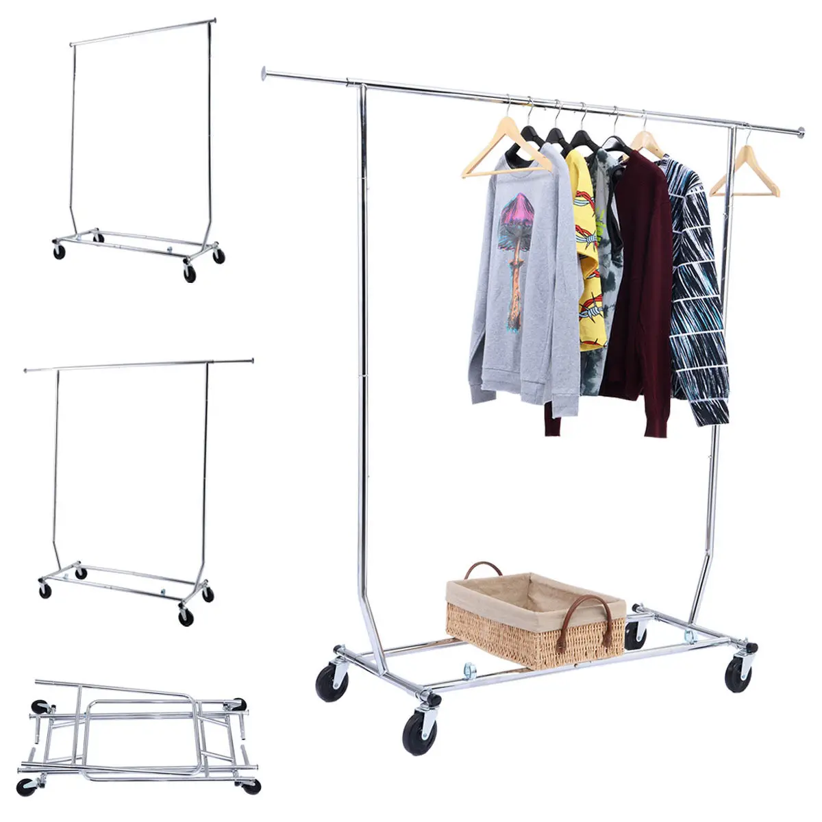 Goplus Heavy Duty Commercial Grade Clothing Garment Hanger Rolling