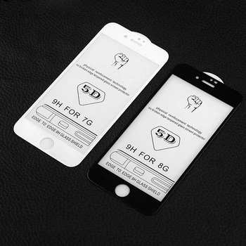 

10pcs 5D Tempered Glass Full Cover Screen Protector For iphone X Xs Max Xr 8 7 Plus 6 6S 0.26mm 9H Curved Glass Black White