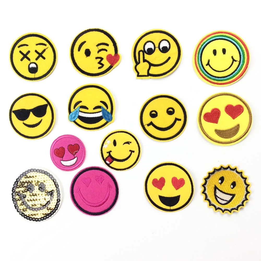 Kawaii Emoji Patch Embroidery Iron On Patches For Clothing Iron On