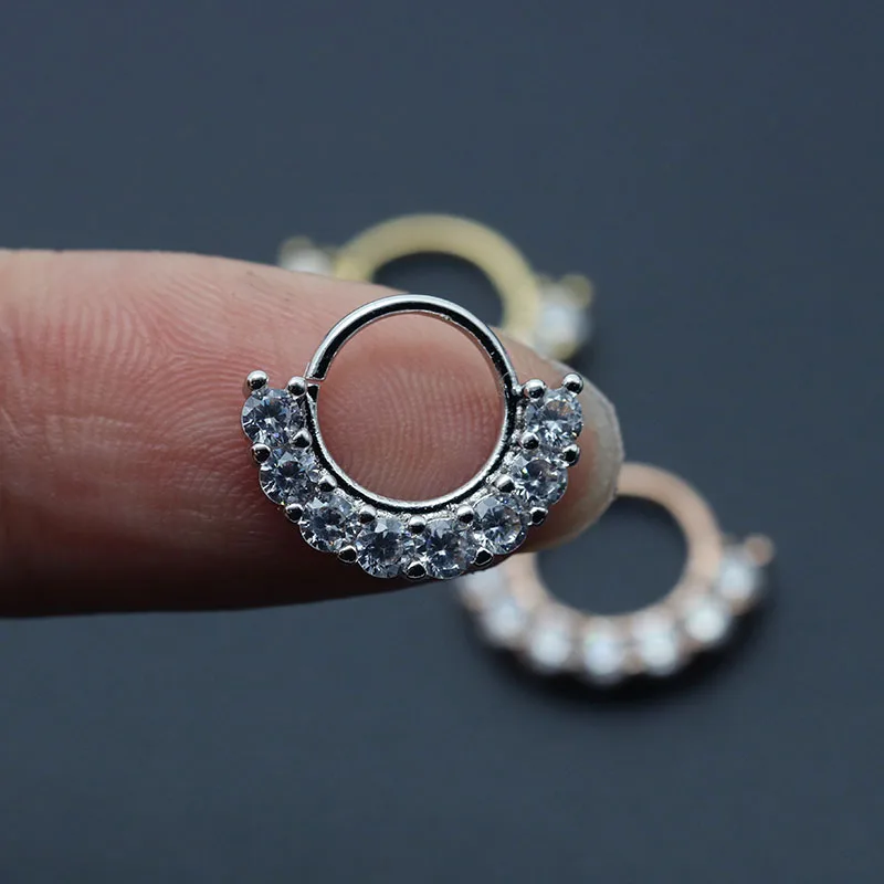 Sexy Nose Rings Cartilage Earrings Septum Jewelry Zircon Crystal Silver Rose Gold 8mm Body Piercing For Women Girls High Quality4
