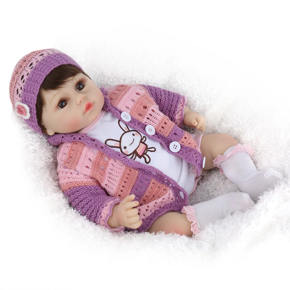 NPKDOLL Reborn Baby Doll Реалистичная новорожденная девочка дюймов 18 дюймов мягкая силиконовая кукла с вязаным свитером Рождественский подарок Дети