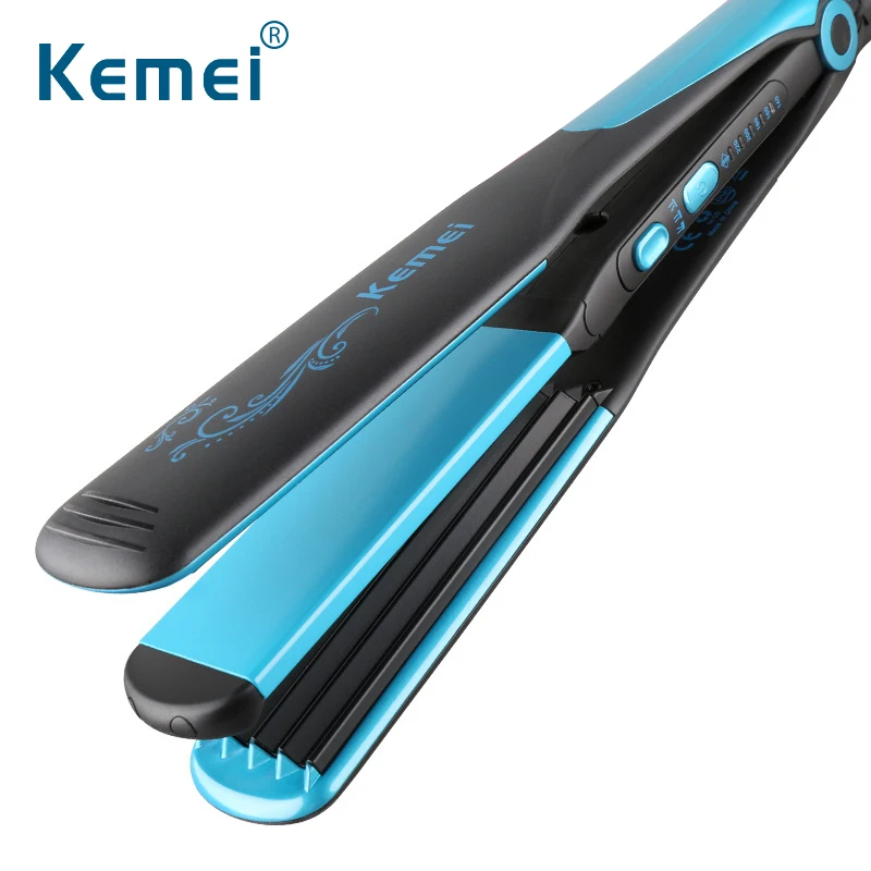 HQ Kemei KM-2209 в 1 щипцы для завивки широкий плоский выпрямитель для волос для завивки сухих влажных волос с UK EU US AU Plug