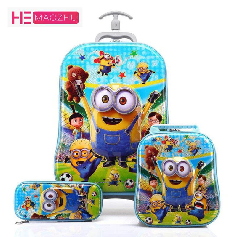 

New 3D Kids Rolling School Bags Girl's Boy's Trolley Case Children Travel Suitcase School Mochila Kid's Trolley Bags School Bag
