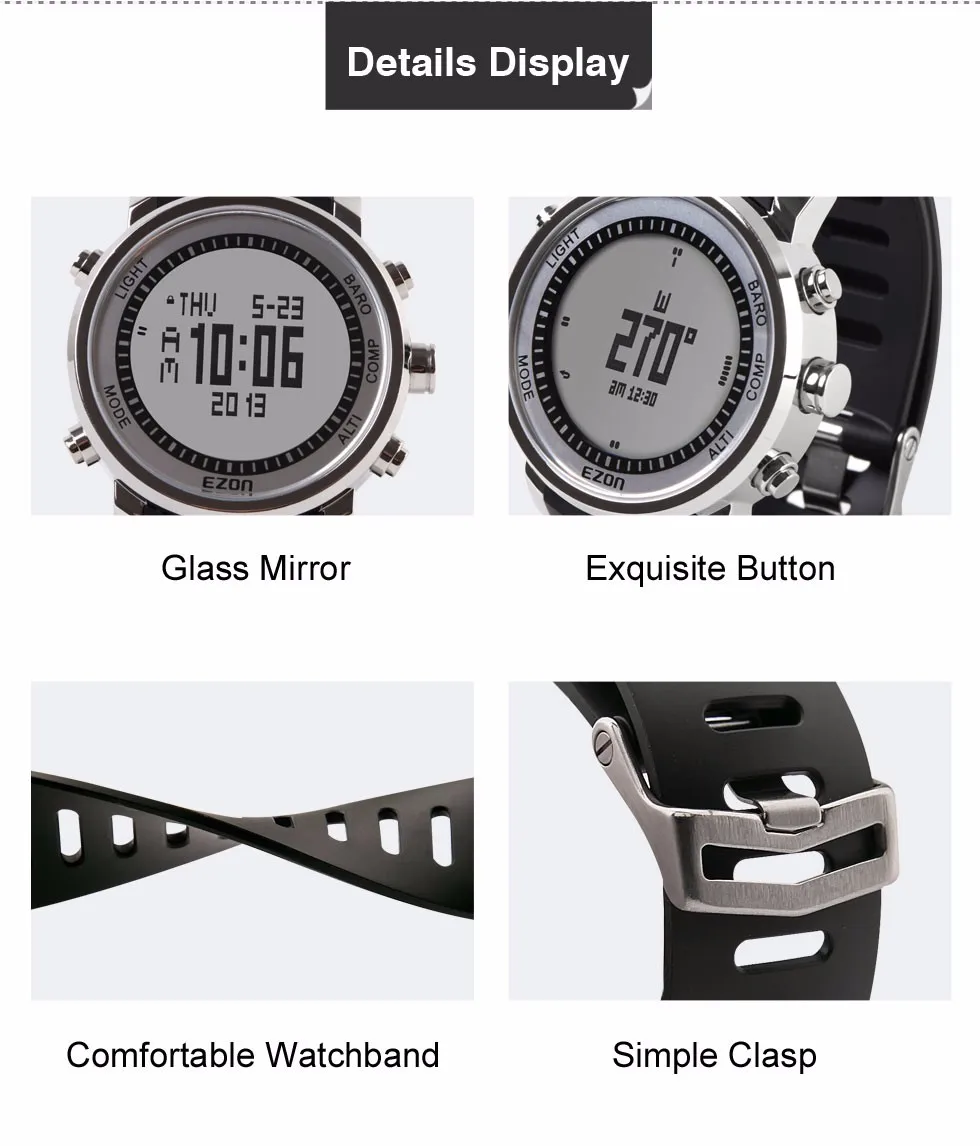 Лидирующий бренд EZON H506 уличные походные спортивные часы для альпинизма мужские цифровые часы альтиметр компас барометр