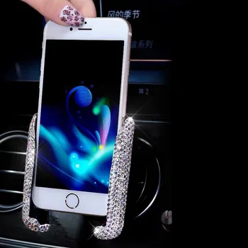 

Luxury Fashionable Bling Rhinestone Crystal Car Dash Air Vent Adjustable Phone Holder For iphone & Android Easy View GPS Screen