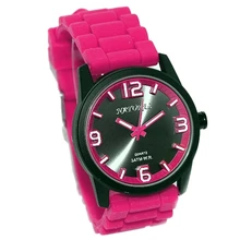 Роскошный бренд унисекс Аналоговые кварцевые круглые наручные часы Япония PC21J механизм пурпурный мягкий силиконовый ремень черный циферблат Водонепроницаемость