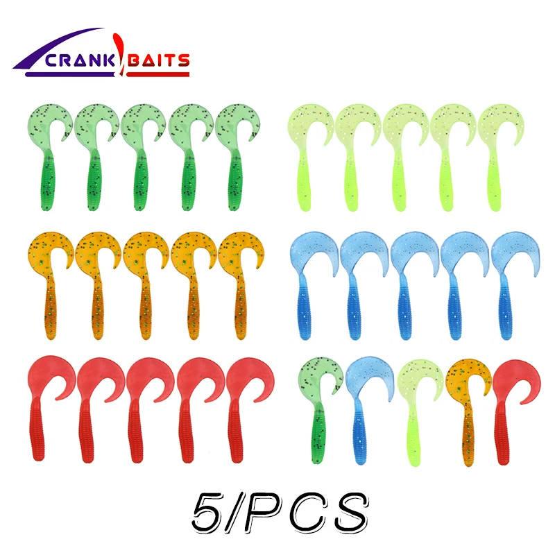

CRANK BAITS 2018 Hot sale Fishing Soft Lures 5pcs Curly Tail Grub Artificial Soft Bait Predator Tackle Soft Fishing Lure YB264