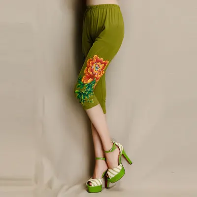 Hand-Painted Elasticity Pencil Pants Leggings Pants Trousers Stretchy
