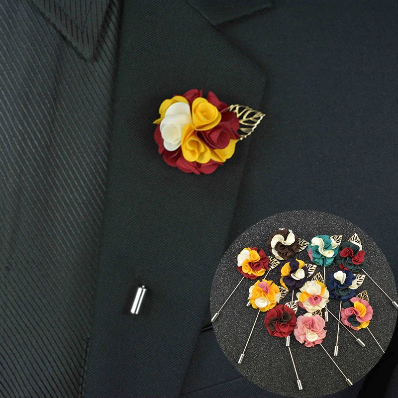 Lapel Flower Pin Lapel Stick Brooch Pin Vintage Wedding Men Suit Dress