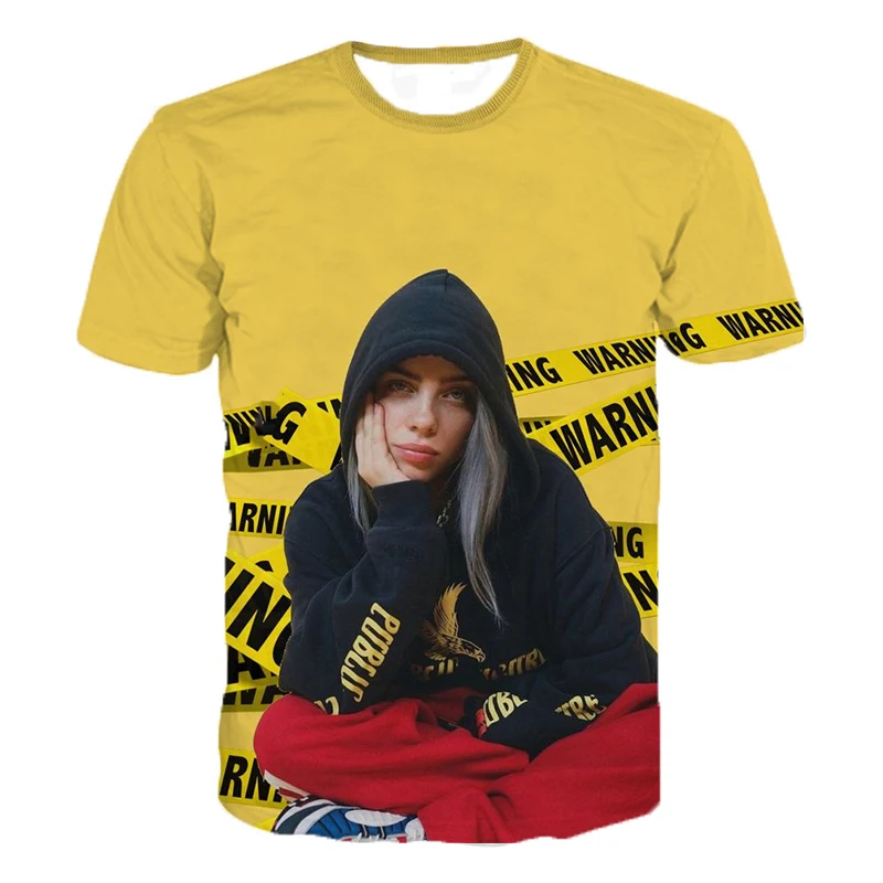 2019 модная новая 3D футболка Billie Eilish, Популярная певица Харадзюку, толстовка, Повседневная футболка с 3D принтом, лето, большие размеры