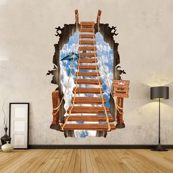 

3D Wall Sticker Fashion Creative Staircase Ladder Sky Aircraft Home Decor Living Room Crafts Bedroom Wholesale Wallstickers