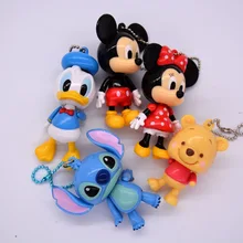 Дисней микки маус мультфильм кукла подвеска шарнир подвижный автомобиль брелок детская сумка подвеска минни кукла модель девочка мальчик игрушка подарок