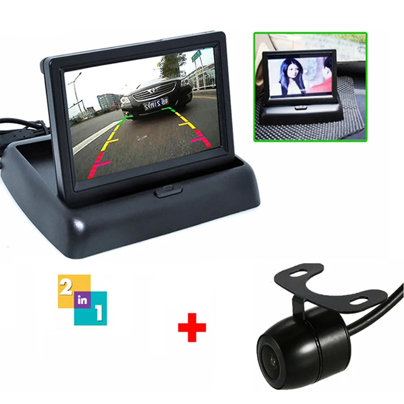 Auto Parking Kit 2In1 4.3" Color TFT LCD Folding Foldable Car Monitor