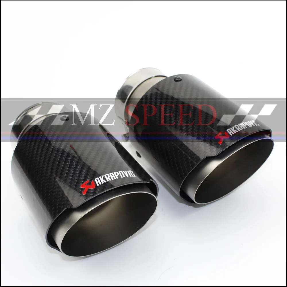 

1Pcs car styling Carbon fiber + stainless steel universal Auto akrapovic exhaust tip tailtip end pipe for bmw golf