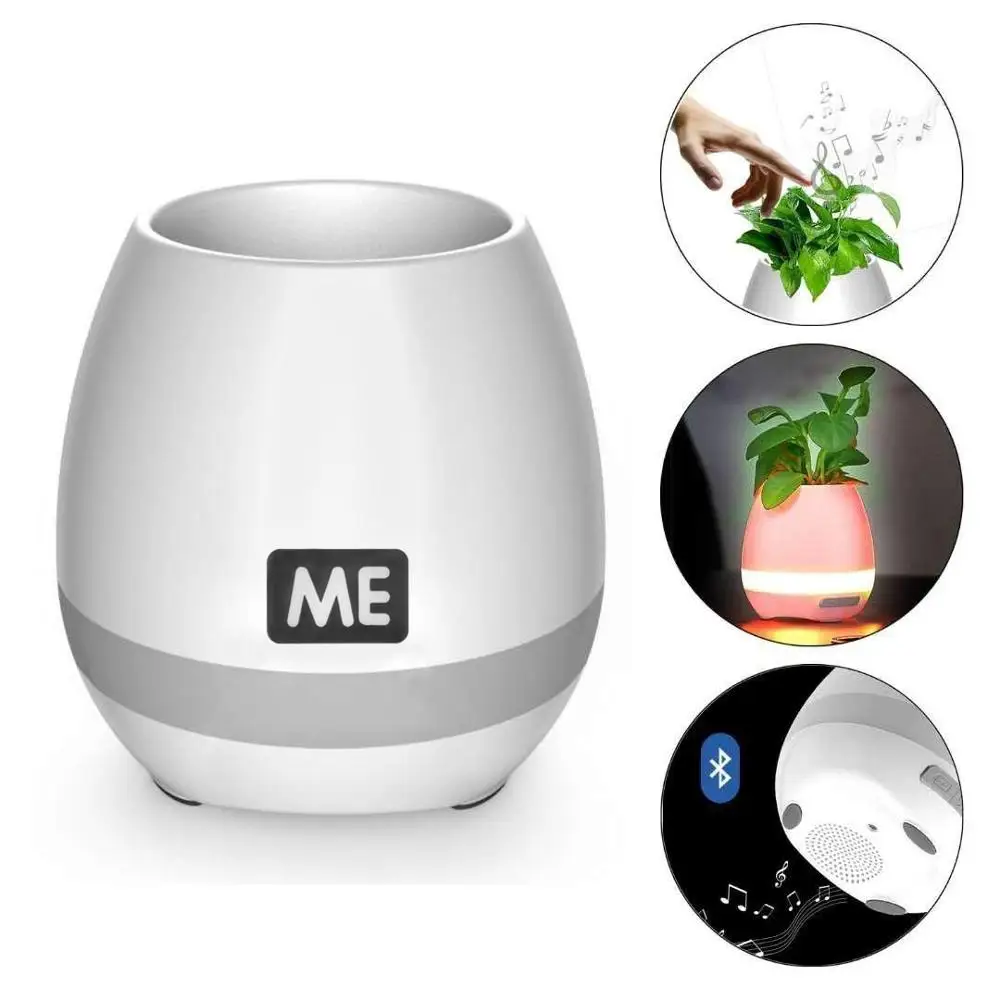 

ME Music Flower Pot Bluetooth Speaker, DIY Flowerpot Touch Plant Piano Music Playing Multi-Color LED Night Light Desktop Lamp