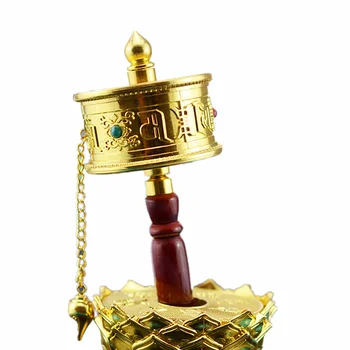 

Zinc Alloy Double Bearing Super Silent Om Mani Padme Hum Hand-cranking Metal Chain Big Prayer Wheel Tibetan Buddhism Supplies