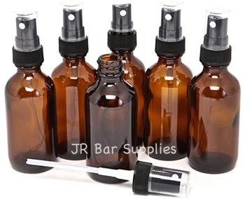 

6, Amber, 50ml, Atomizer,Glass Bottles, with Black Fine Mist Sprayers