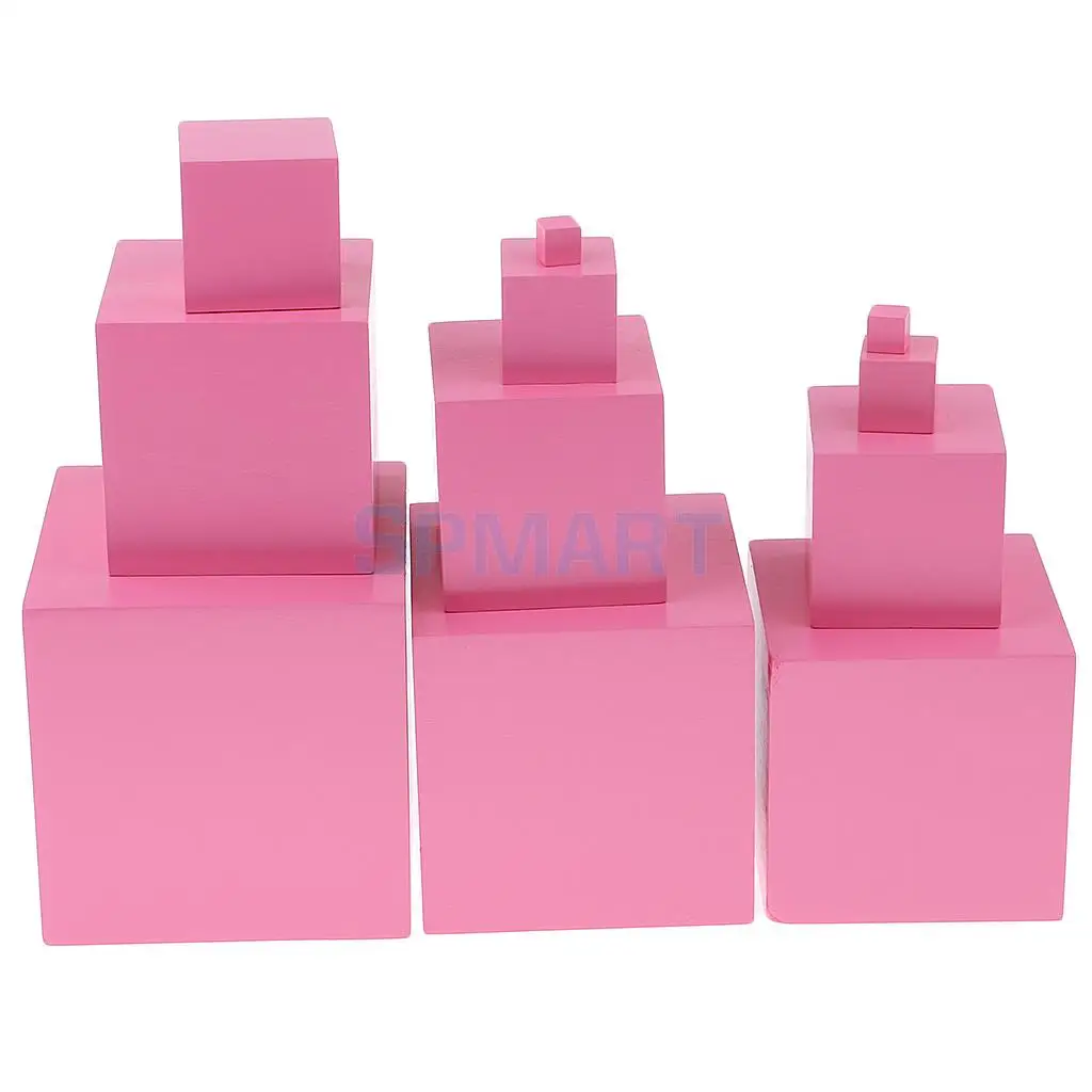 

Kids Montessori Building Blocks Intelligence Developing Educational Toy - Pink Tower Stacking Cubes