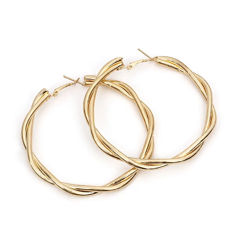 

European Exaggerated Aros Twisted Geometric Hoop Earrings for Women Big Round Circle Statement Earrings Brincos Jewelry RY147