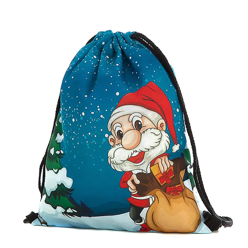 Рождественский конфетный веревка для подарочного пакета сумка комплект карман Санта Клаус Снеговик Печатный Рюкзак grinch drawstring Рюкзак A30