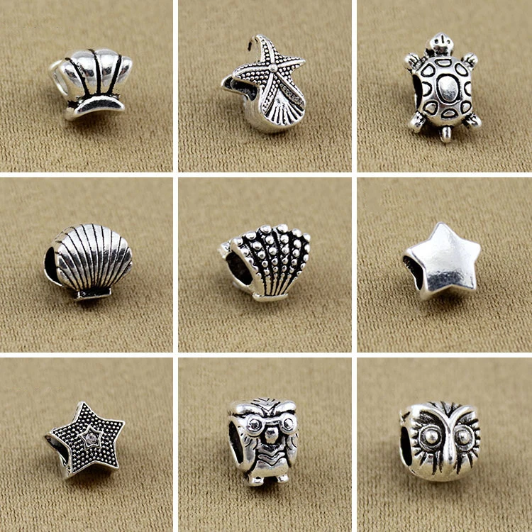 

Diy 1pc Silver Plated Ocean Series Beads Charm Shell Sea For European Women Pandora Charm Bracelet
