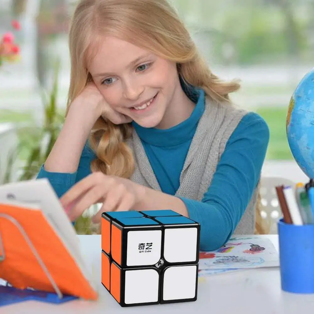 Qiyi Qidi 2x2 скоростной куб, магический куб 2x2x2 3D головоломка твист игрушки для детей(черный) 5 шт