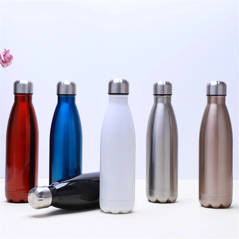 

Fashion Water Bottle 500ml Vacuum Insulated Stainless Steel Beer Coffee Cup Solid Color Thermos Hiking Camping Bottle