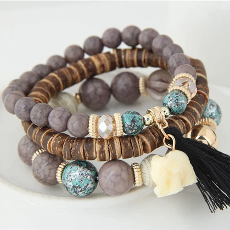 

New Elephant Tassel Bead Bracelet Beads Women Fashion Exaggeration Gift Wild Accessories Concise Cheap Jewelry Bracelets Hot