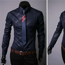 Высокое качество модный весенний осенний деловой Мужской приталенный саржевый костюм рубашки темно-зернистая Мужская вечерняя рубашка с длинными рукавами