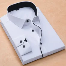 Хорошее лоскутное чёрное платье на пуговицах, с отложным воротником, с длинным рукавом, твил, деловое, Формальное, мужские рубашки, солидный Мужской Топ