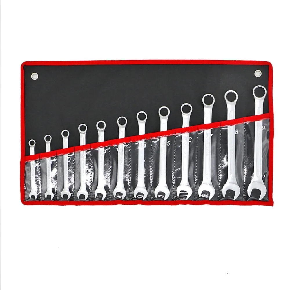 

12pcs Steel Metric Spanner Wrench Ratchet 8-19mm Open End Professional Ratcheting Wrench Auto Car Repair Tool Set