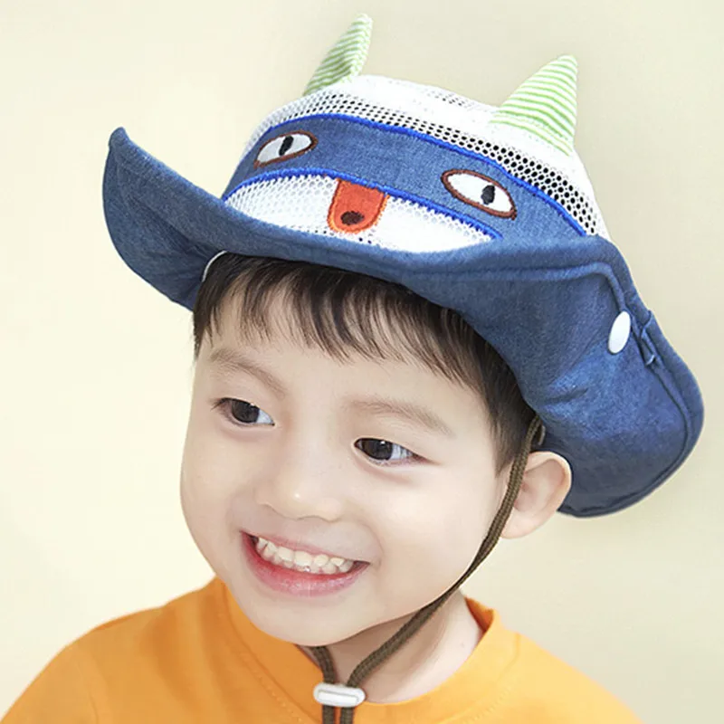 Cat Pattern Baby Sun Bucket Hat with Wide Brim Toddler Boys Girls Summer UV Protection CapsMesh Breathable Comfortable Chinstrap (9)