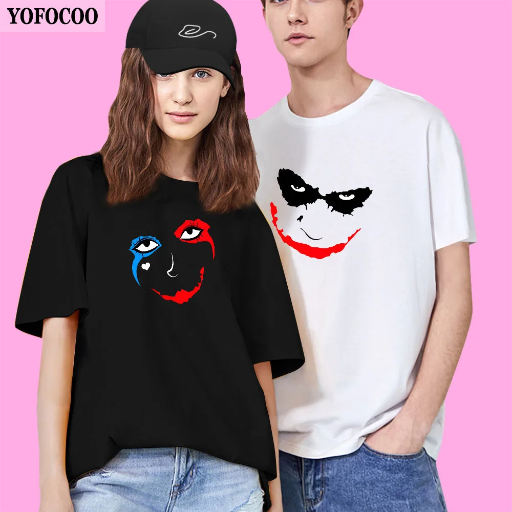 QIM Piemon Harley Quinn/Летняя Одинаковая одежда с принтом для пар футболка круглым вырезом