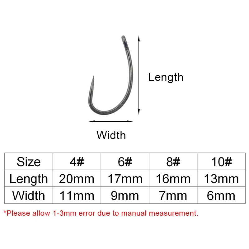 Carp Fishing Hooks 50pcs/lot Barbless Curve Shank Carp Fishing Hair Rig Hook High Carbon Steel No Barbs Fishhook