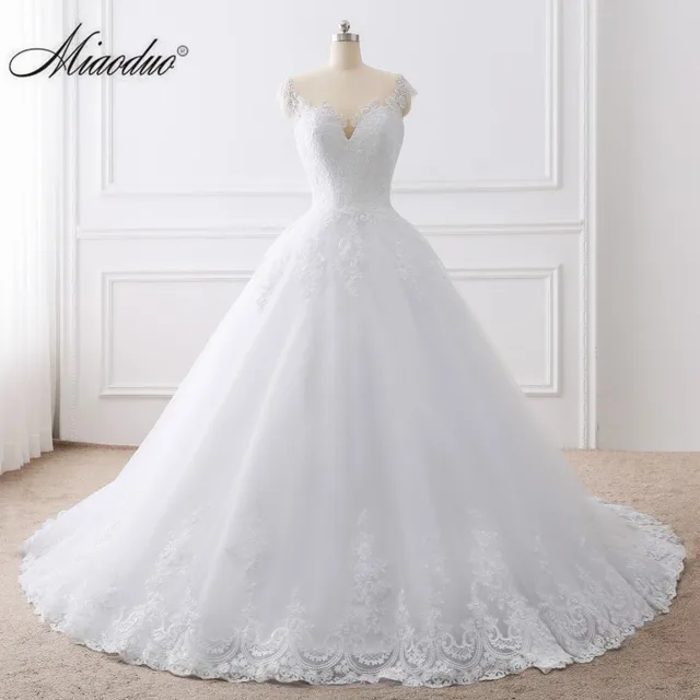 2019 bola vestido blanco, vestido de boda vestido de encaje apliques