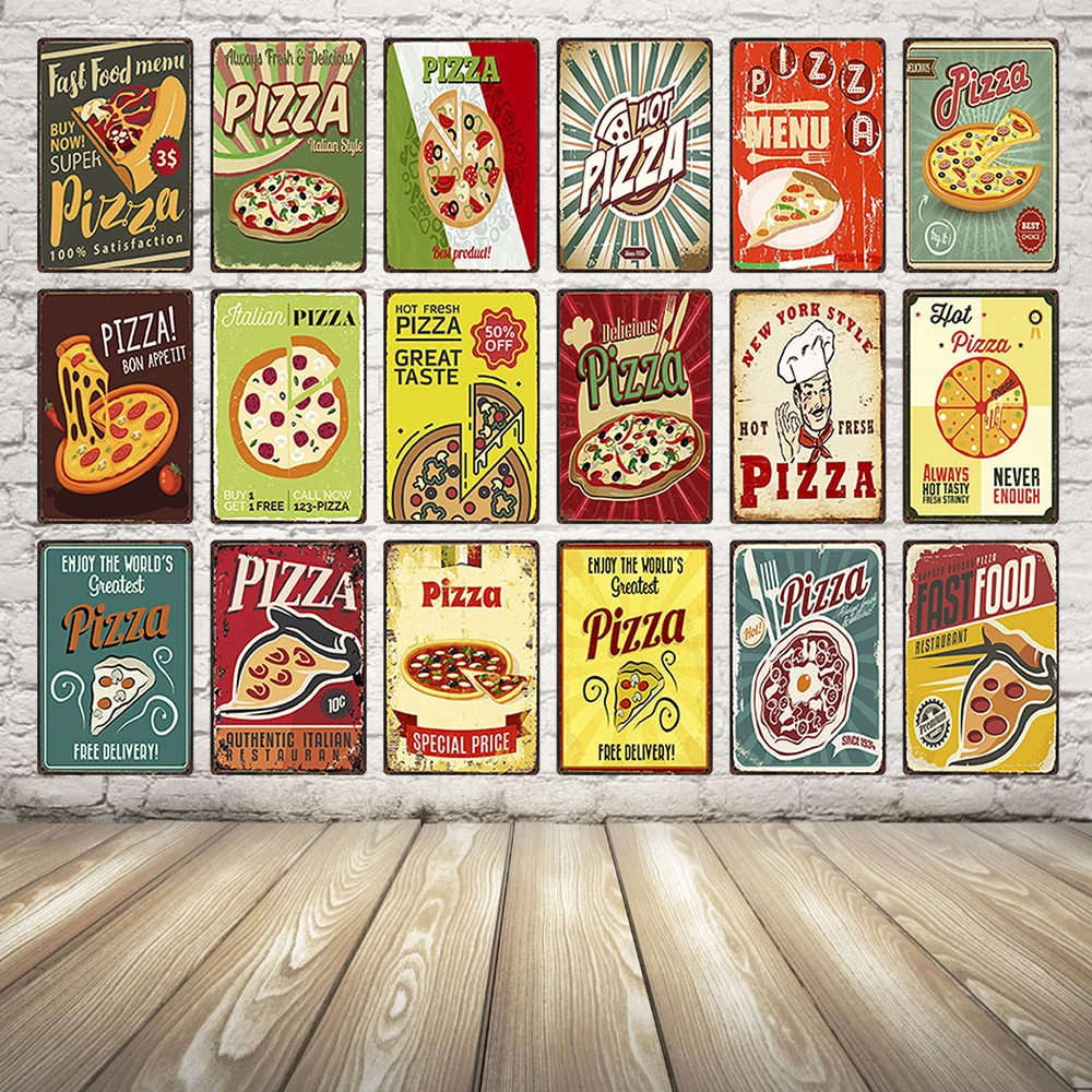 

Pizza Metal Painting Tin Sign Kitchen Home Decor Bar Wall Plaque 20*30 CM farmhouse home decor home decor stickers