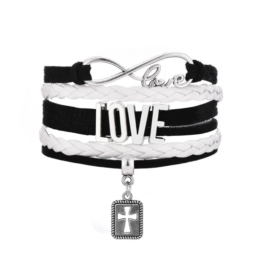 Dawapara aliexpress my orders SQUARE CROSS LOVE leather bracelets Aliexpress