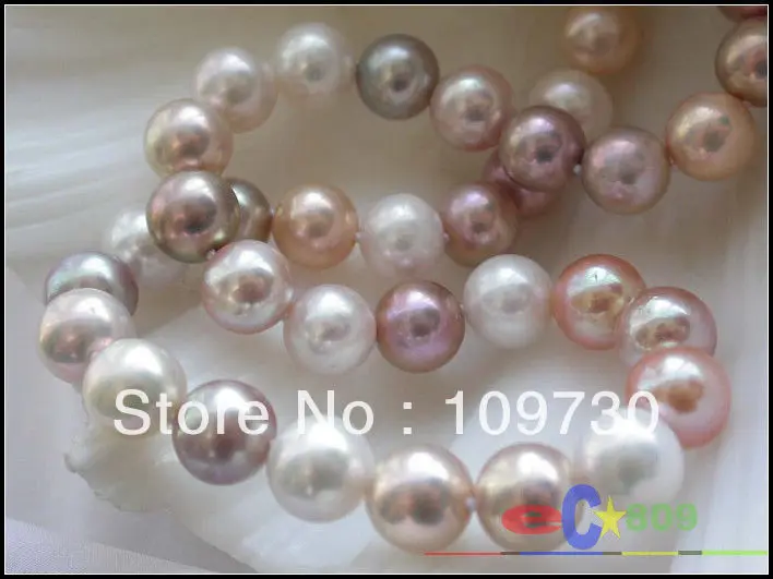 

Jewelry 001520 AAAAA++ 17" 11mm multicolor ROUND FRESHWATER PEARL NECKLACE 14KGPT