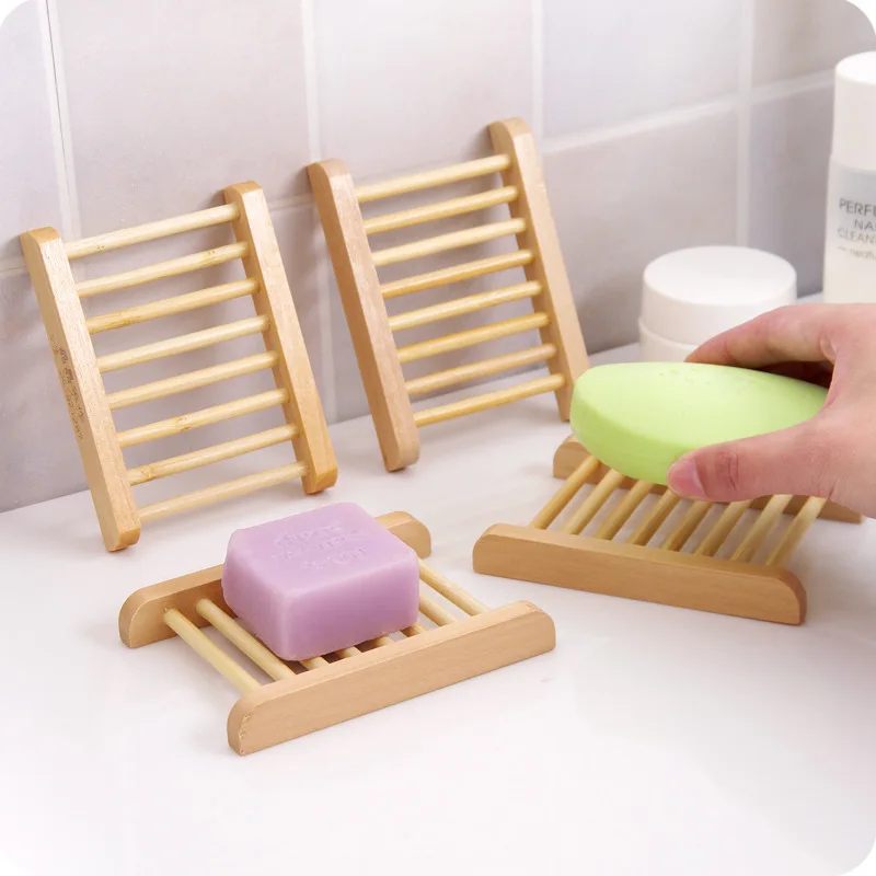 

1PC Natural Wooden Soap Dish Wooden Soap Tray Holder Storage Soap Rack Plate Box Container for Bath Shower Plate Bathroom