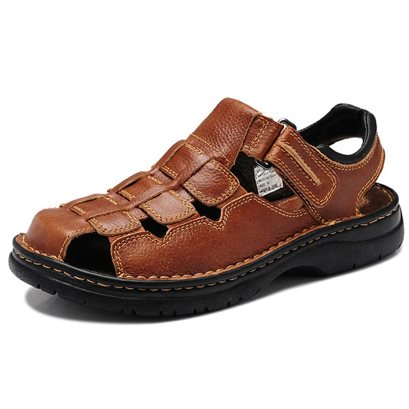 

Dropshiping New Fashion Summer Men's Casual Sandals Breathable Plus Size 39-46 Comfortable British Leather Sandals