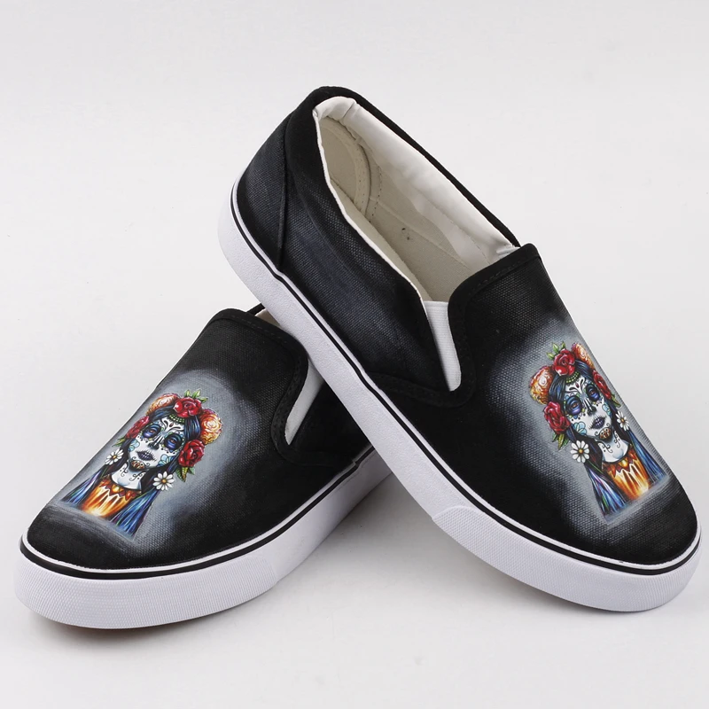 Tête Graffiti Mexicain 00000 Femmes Casual Mexique Slip Muertos Mocassins Squelette Mort Jour Toile De Los on Dia Imprimer Personnalisé Crâne Chaussures ly Ts wke12 adx6qgTwgn
