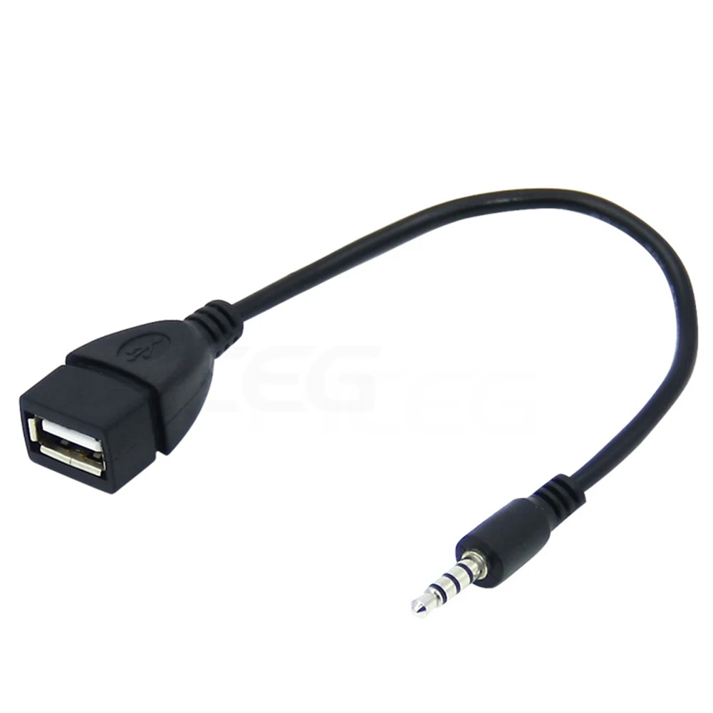 

3.5mm Jack Male to USB Female Audio Cable OTG Converter Adapter Black Car AUX Audio Conversion Cable