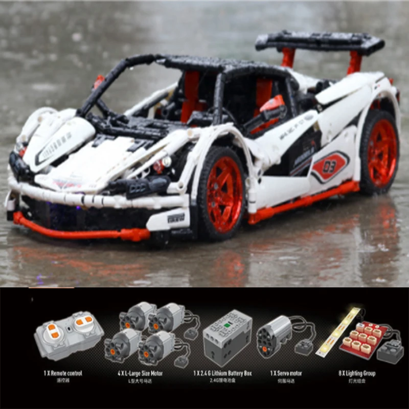 

APP RC Car Remote Control Technic Series MOC Veneno Roadster Super Race Car Set With Led Light Building Blocks Bricks Toys Gifts