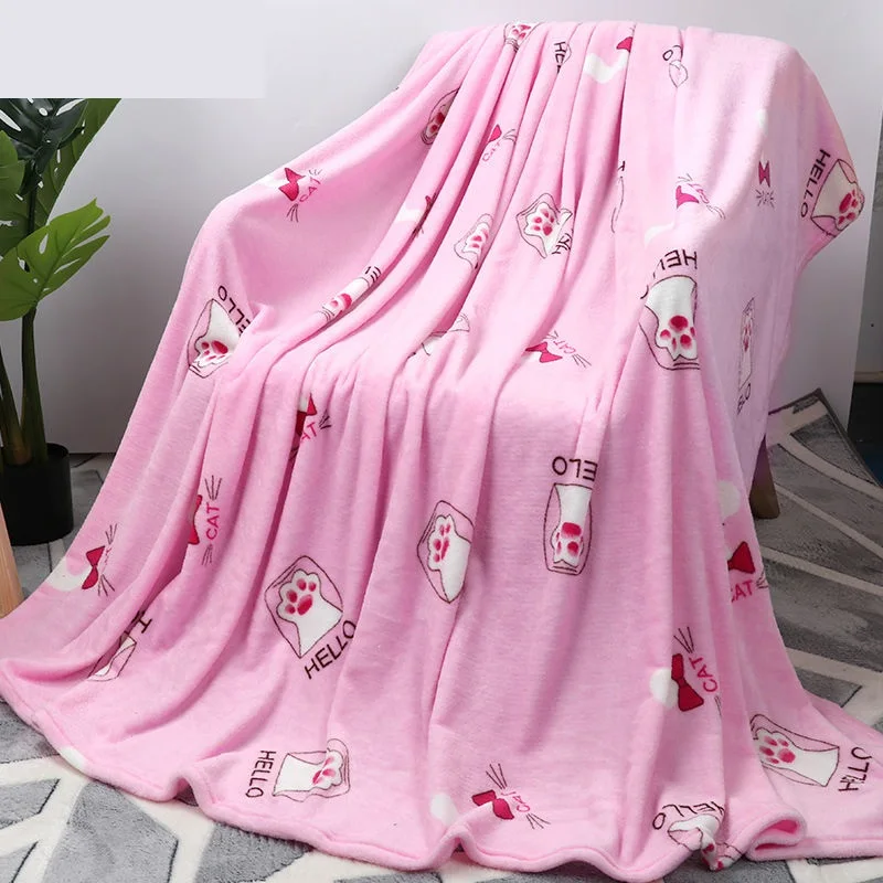 100*150 см детское фланелевое одеяло, многоцветное теплое стеганное одеяло для дивана одеяло для отдыха, детский игровой коврик, анти-грязное детское одеяло, мягкое одеяло s - Цвет: cat paw 100x150cm