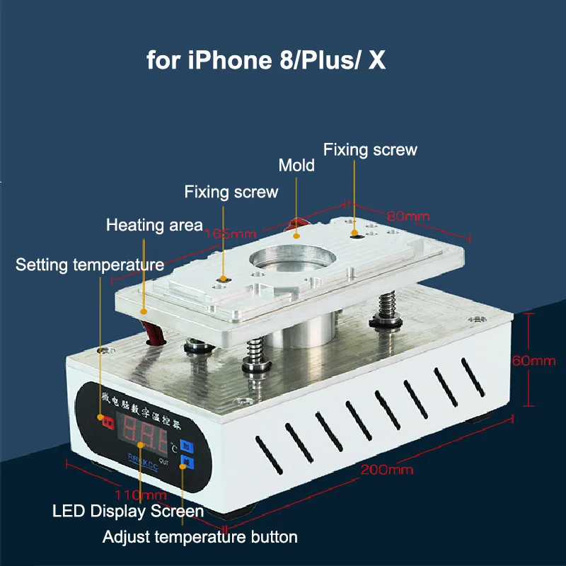 Back Cover Glass Separating Machine For iPhone X for  iPhone X 8G 8P With 3 pcs MouldsBroken LCD Separate Repair Machine Tools
