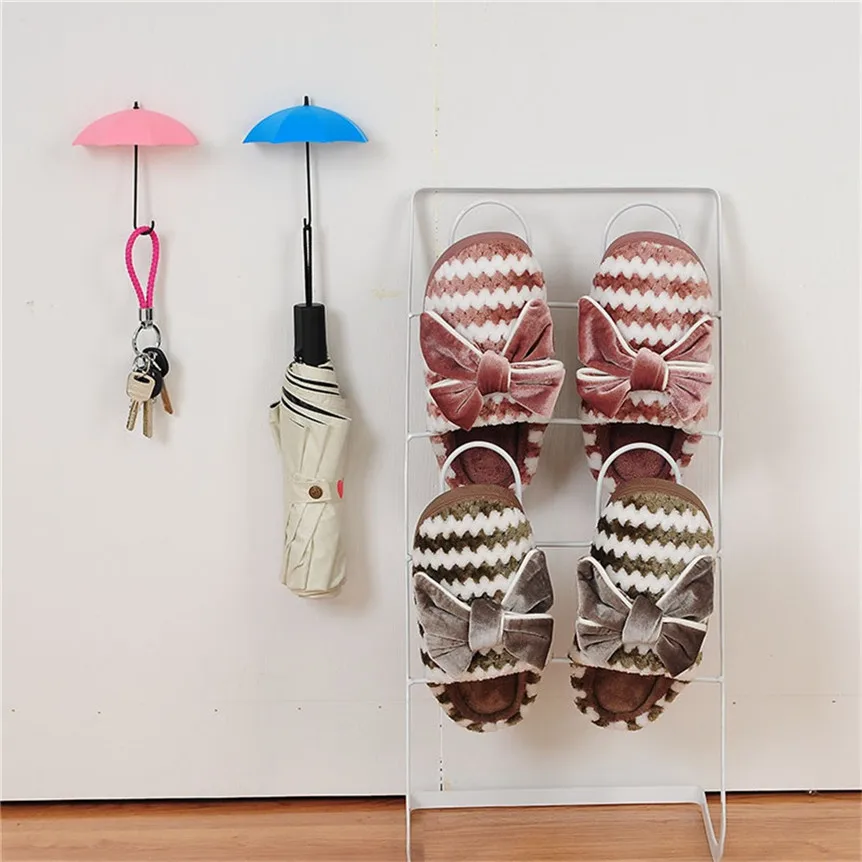 6Pcs Cute Umbrella Wall Mount Key Holder Wall Hook Hanger Organizer