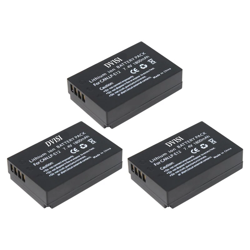3 шт./лот 7,4 В 1800 мАч LP-E12 LP E12 LPE12 аккумуляторная батарея для цифровых камер Canon EOS M EOS M10 EOS Rebel SL1 EOS 100D